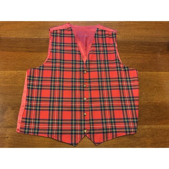 XL Orvis Wool Tartan Plaid Red Vest Reversible Christmas Dress - Picture 1 of 8